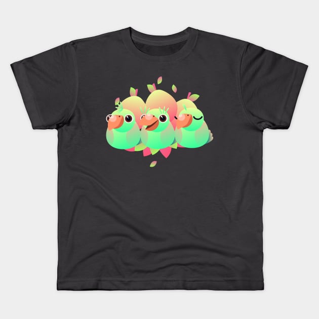 Green Mango parrot family Kids T-Shirt by PIOI